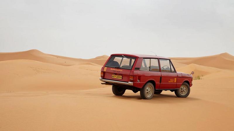 Red Range Rover prototype in the Desert during tests
